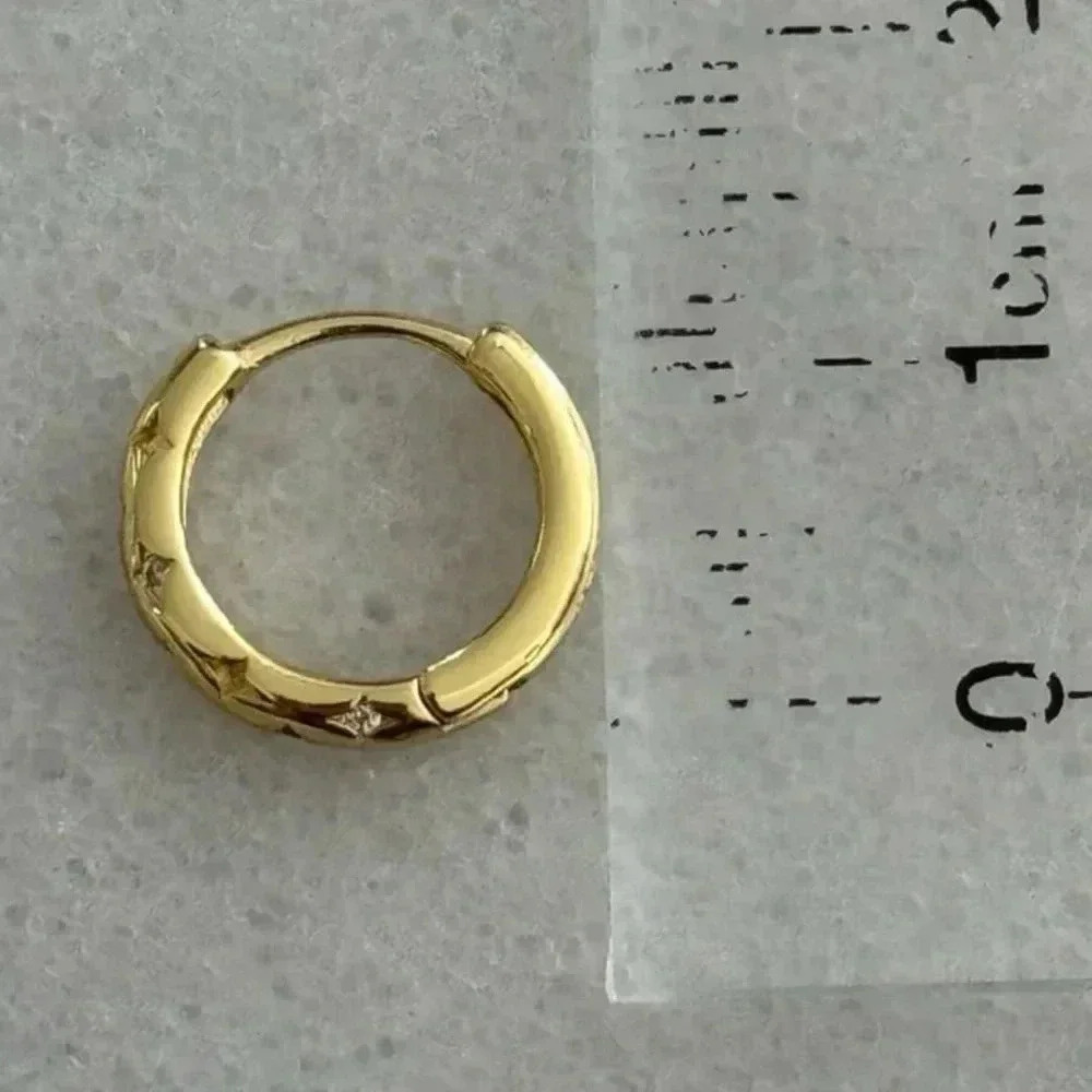 COPY - Gold Crystal Star Pave Huggie Hoop Earrings 

Brand New - Picture 4 of 5